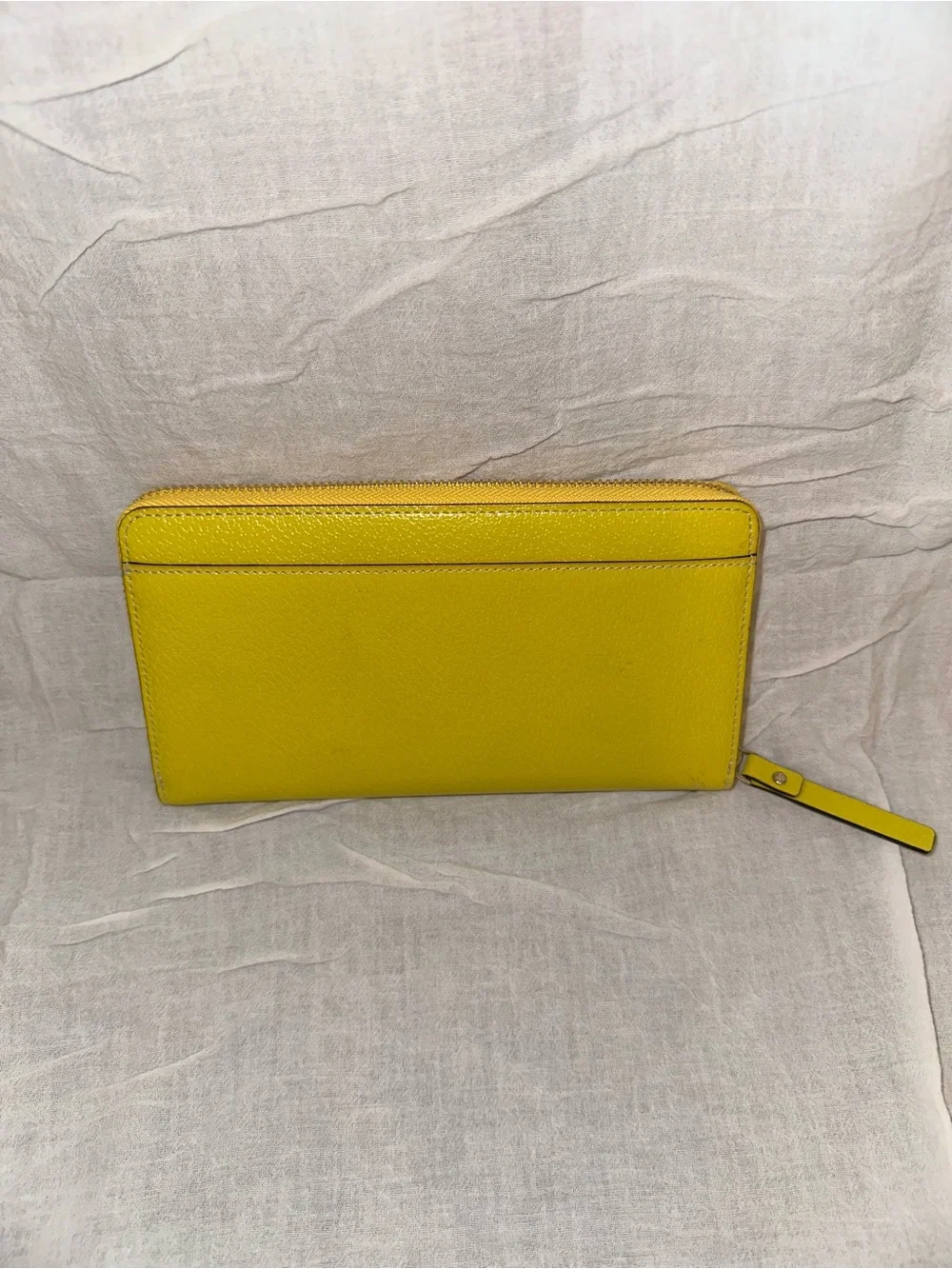 kate spade Yellow Zip-Around Leather Wallet with Logo Plaque